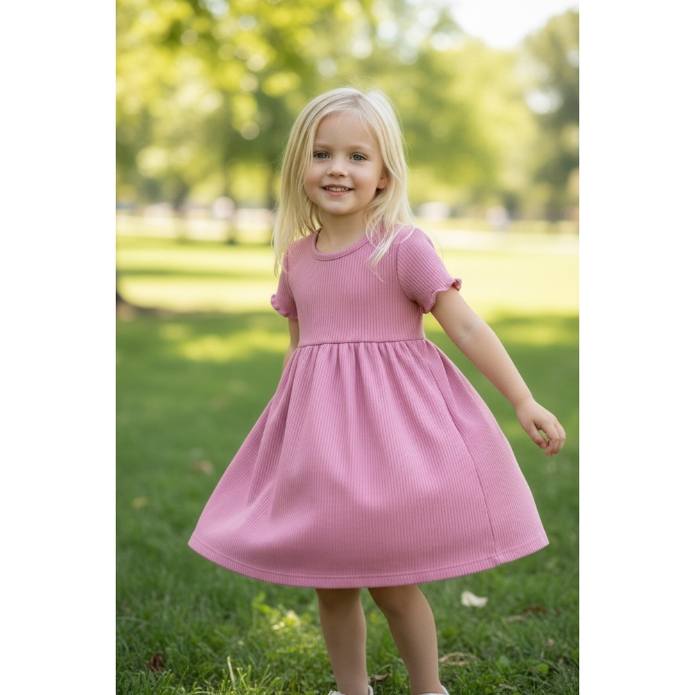 Cat & Jack Ribbed Pink Casual Dress